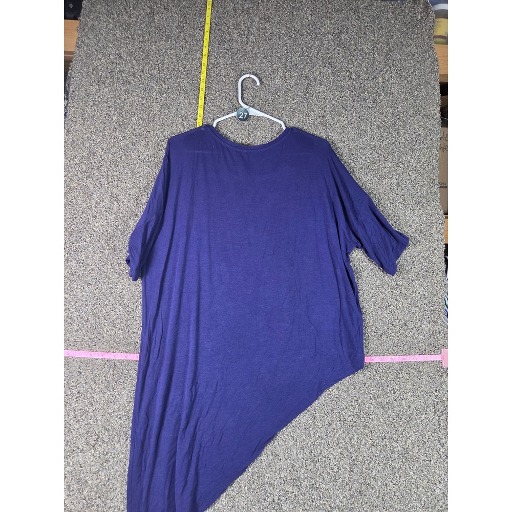 Tresics Tunic Top Womens Small Purple Asymmetrical Hem Short Sleeve Oversized